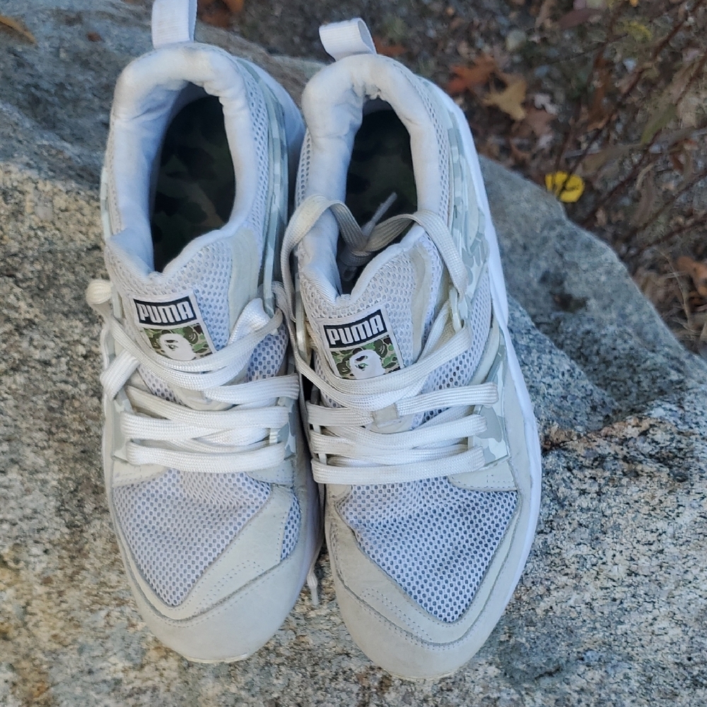 Bape Puma Trinomic Blaze Of Glory Camo Gray White Sneakers Size 10 - Picture 14 of 15